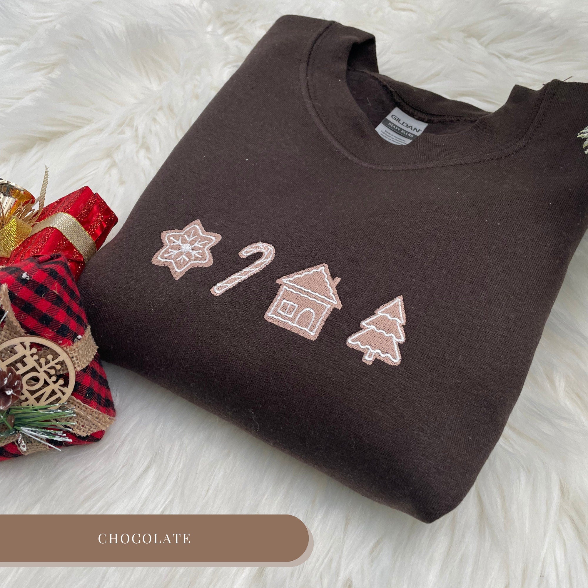 Christmas Cookies Sweatshirt, Embroidered Cookie Crewneck, Christmas Gift, Gingerbread Woman, Cute Christmas, Christmas Cookie Shirt