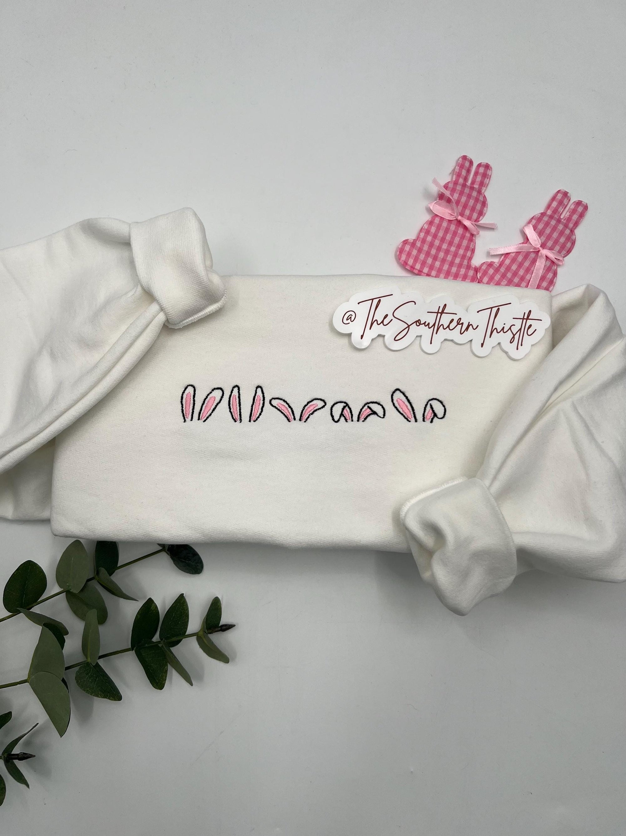 Bunny Ear Embroidered Sweatshirt β Cute Easter Crewneck