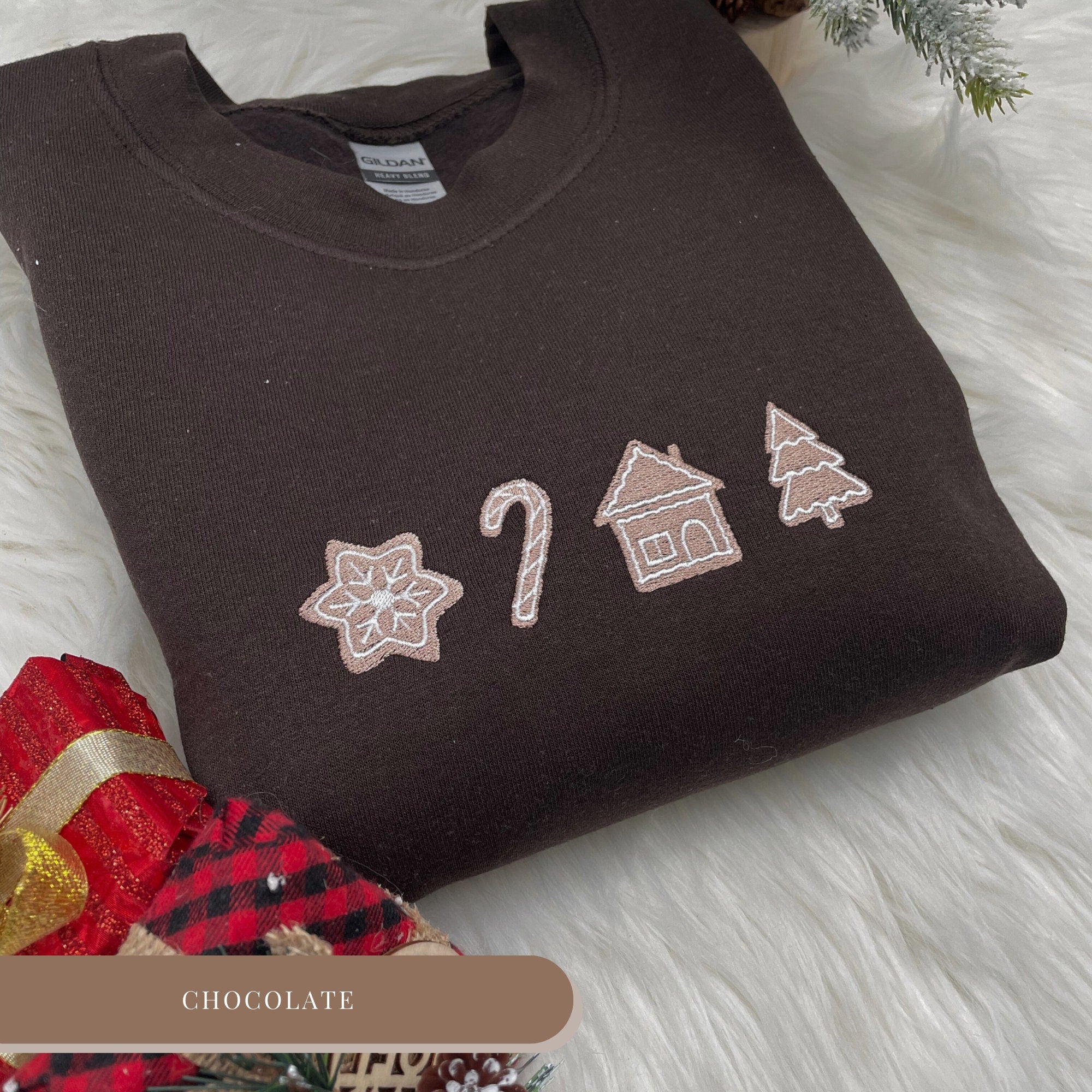 Christmas Cookies Sweatshirt, Embroidered Cookie Crewneck, Christmas Gift, Gingerbread Woman, Cute Christmas, Christmas Cookie Shirt