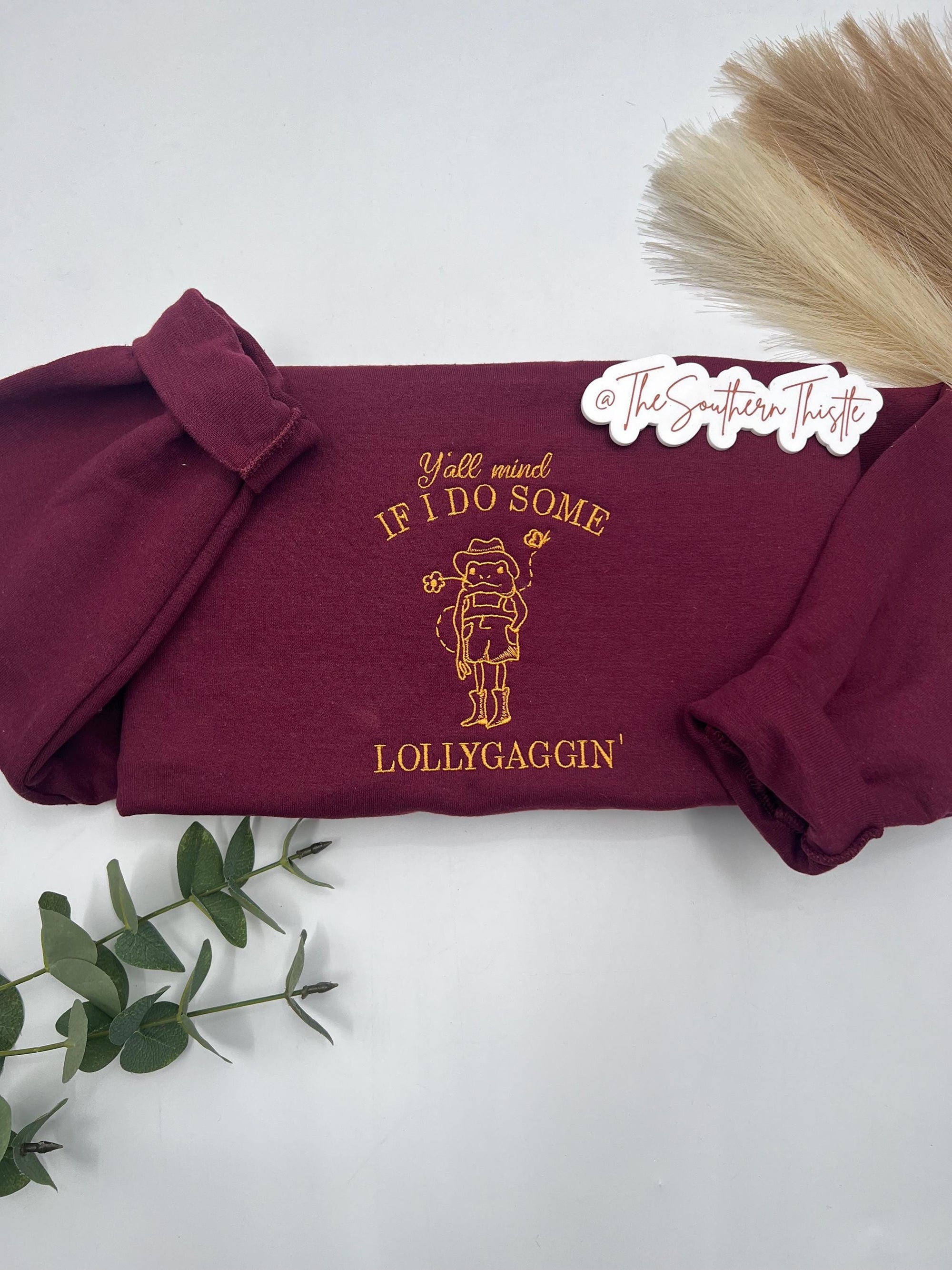 Lollygaggin’ Embroidered Sweatshirt – Funny Cowboy Western Crewneck