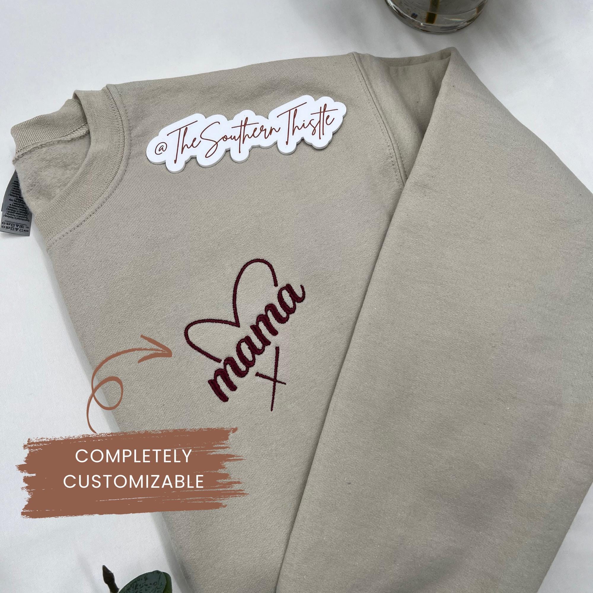 Heart Bow Mama Embroidered Sweatshirt β Soft Script with Delicate Heart Detail