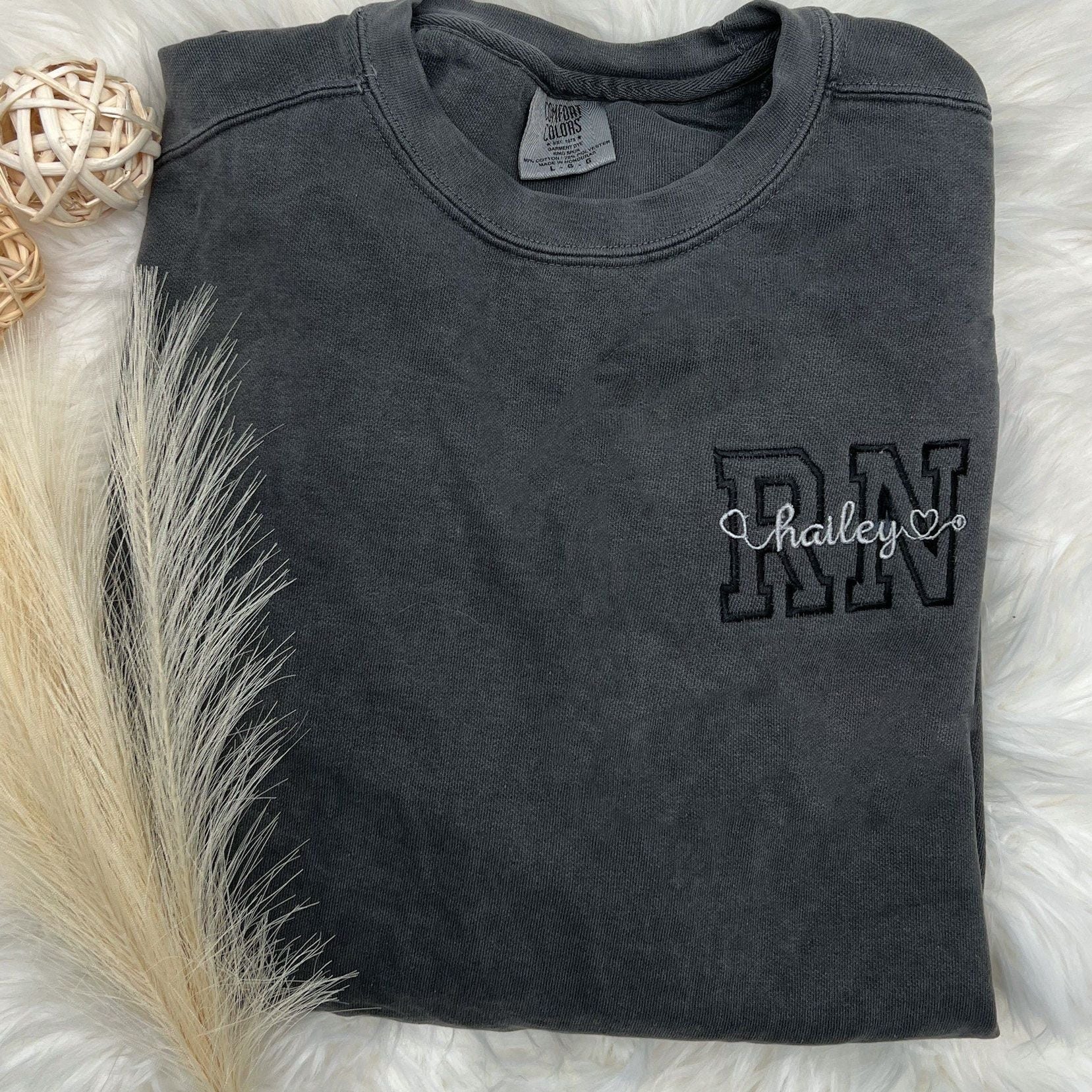 Customizable RN Embroidered Sweatshirt β Personalized Nurse Crewneck