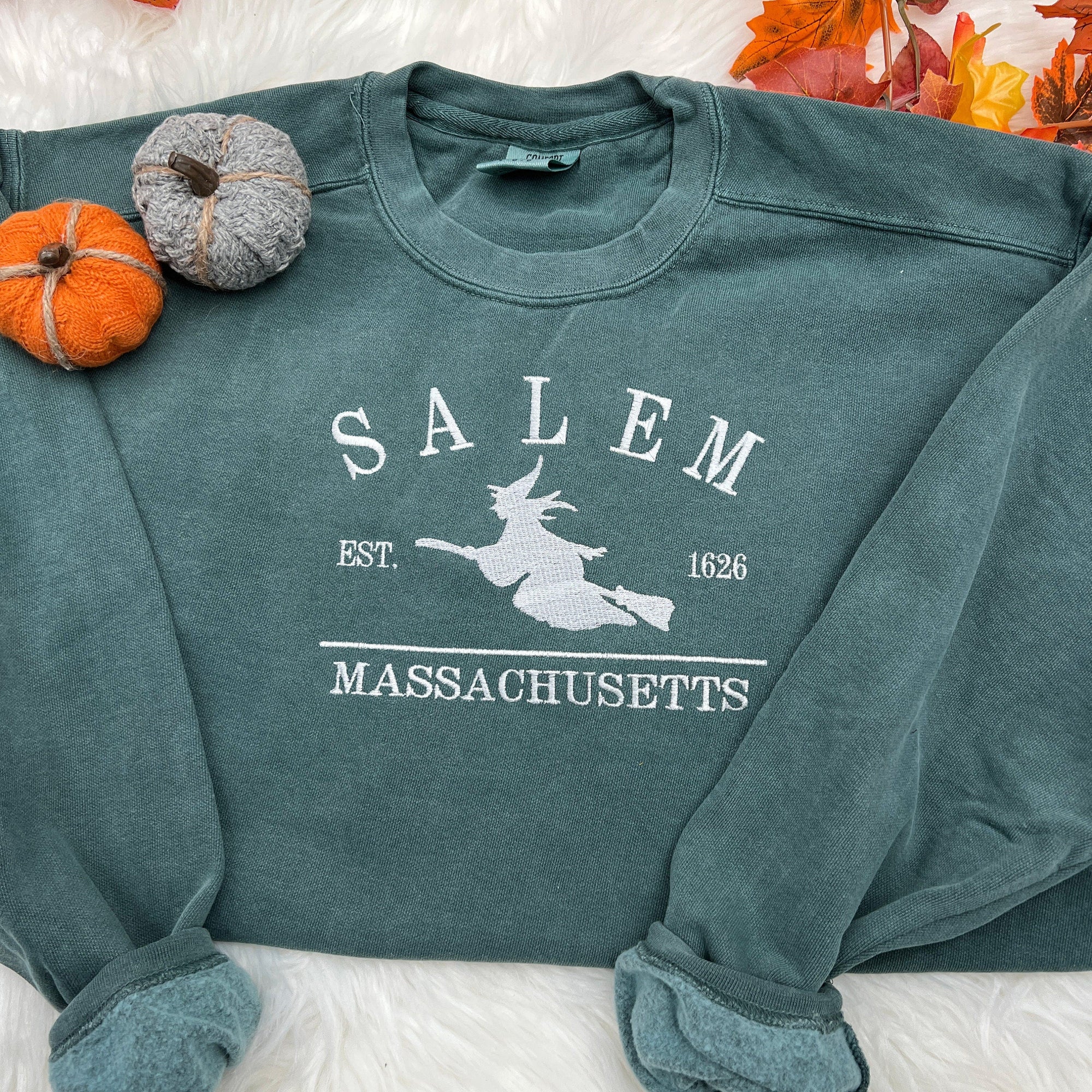Salem Massachusetts Embroidered Sweatshirt β Vintage Witchy Aesthetic