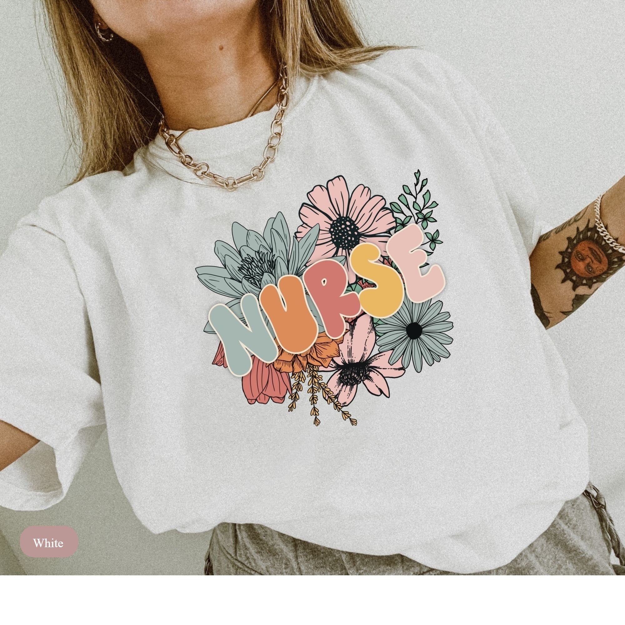Floral Boho Nurse Shirt -