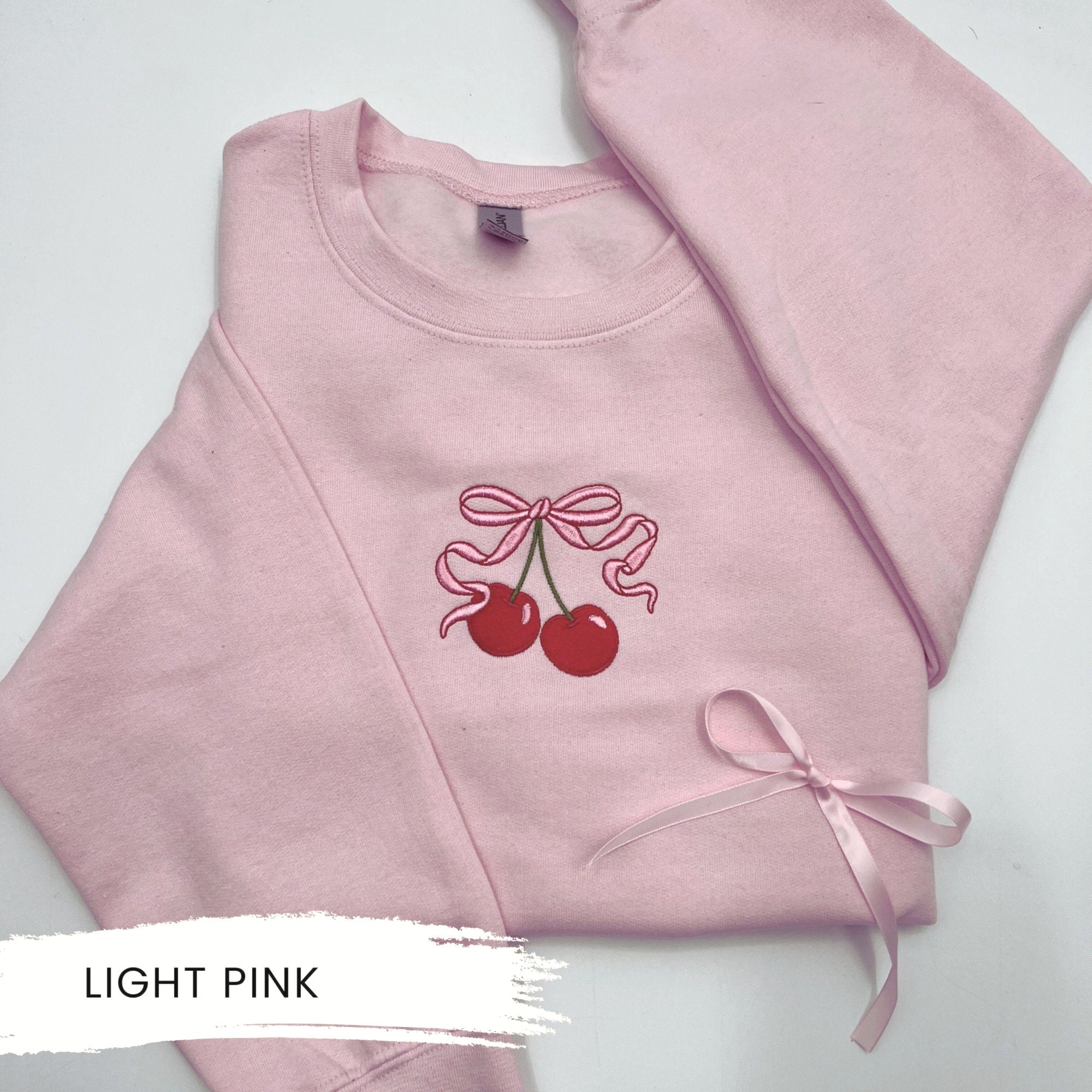 Cherry Bow Embroidered Sweatshirt β Coquette Sweatshirt