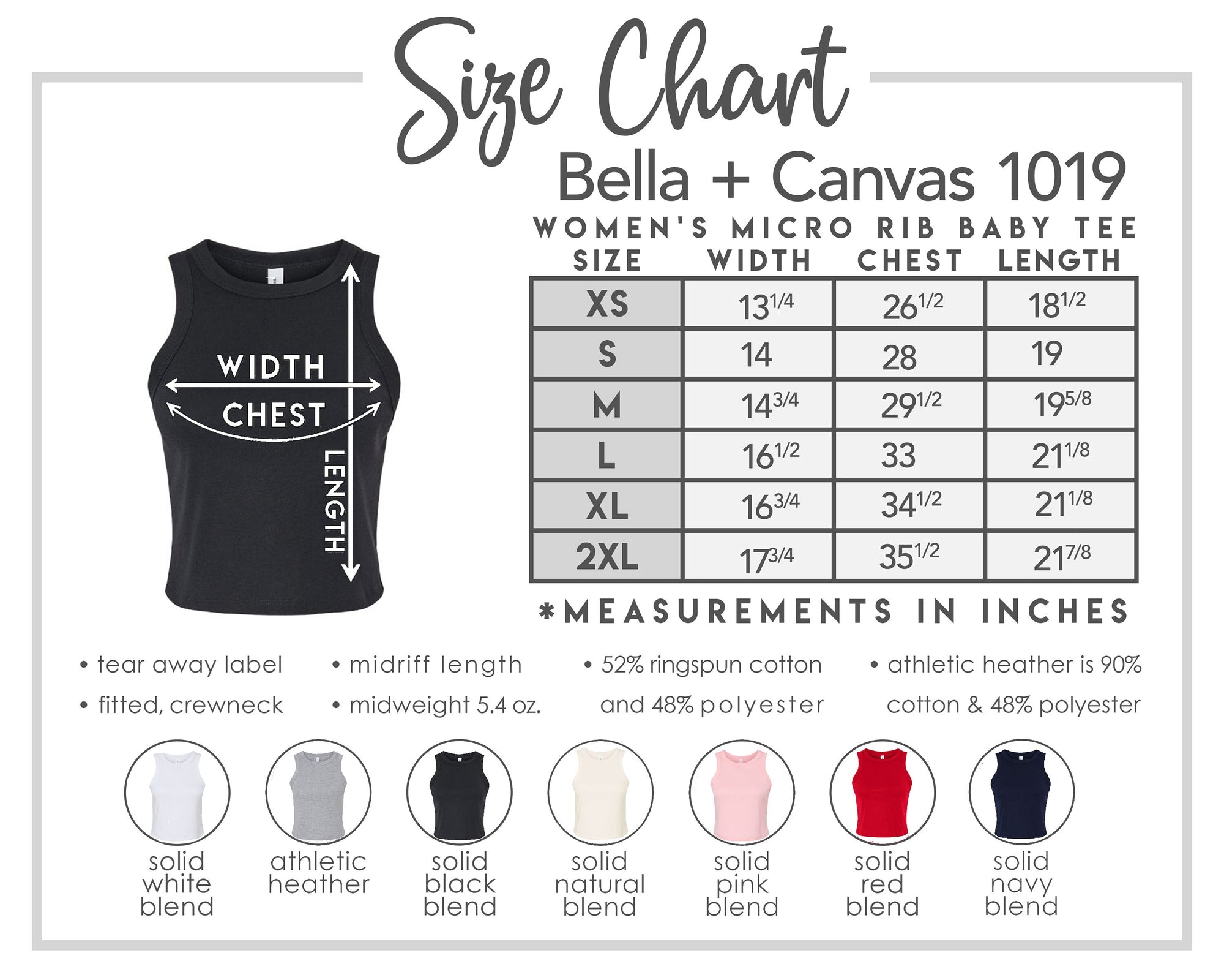 the size chart for a women's tank top