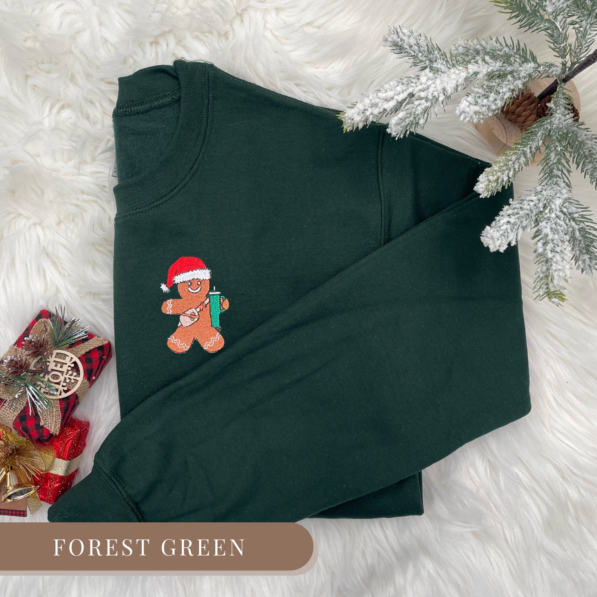 Embroidered Gingerbread Man Sweatshirt
