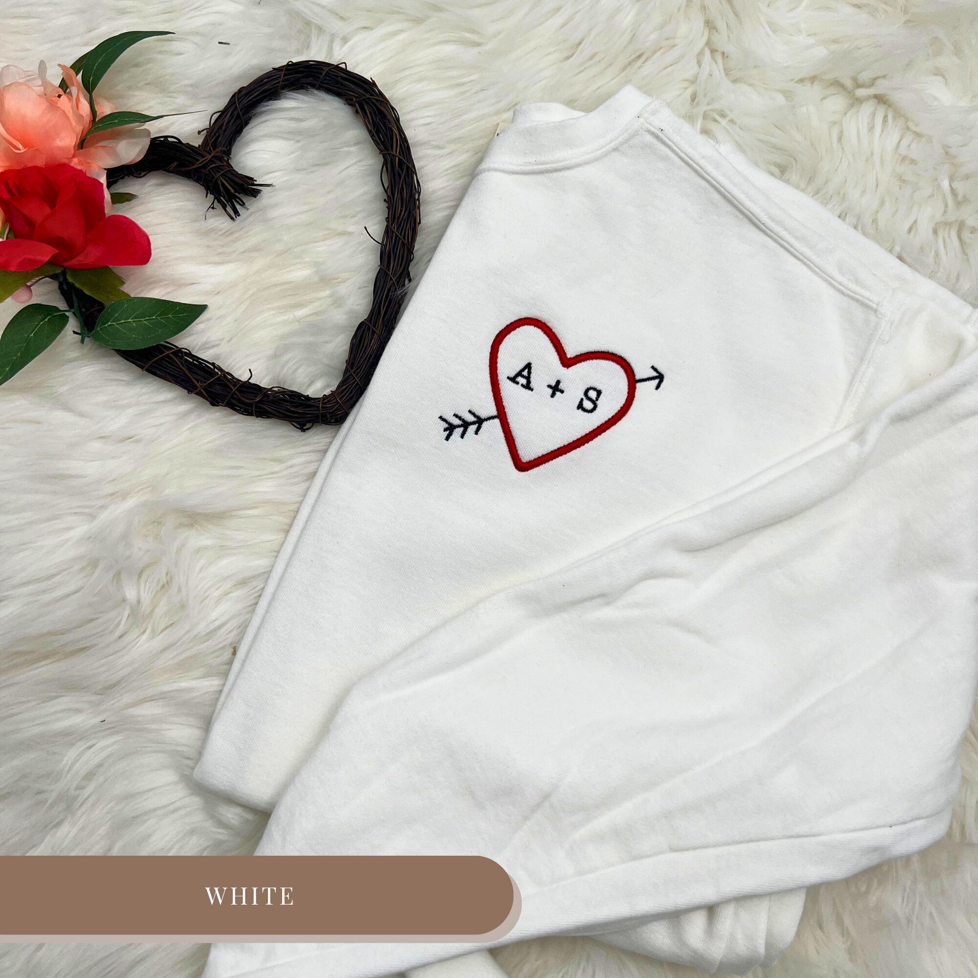 Custom Embroidered Sweatshirt with Personalized Initials - Valentines Gift for Her