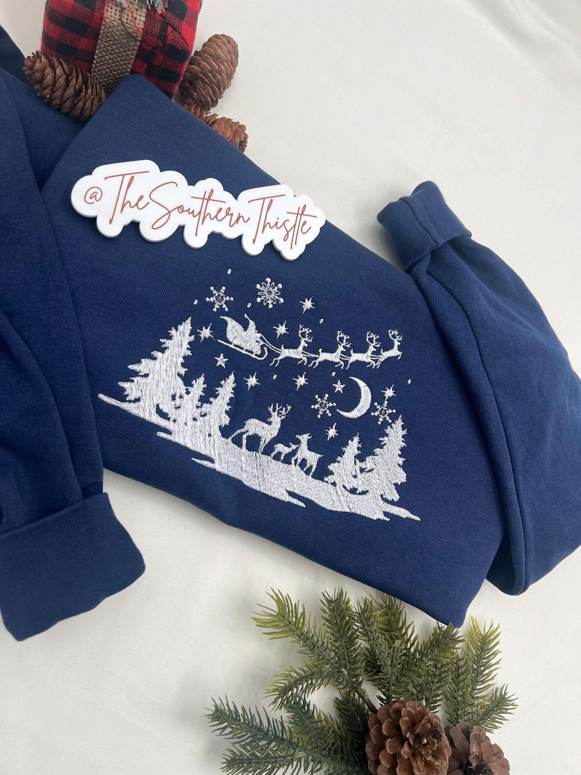 Embroidered Christmas Sweatshirt - Merry Minimalist Hoodie - Holiday Gift - Cozy Winter Apparel - Embroidered Crewneck Unique Christmas Gift
