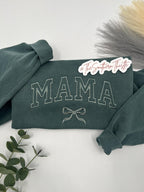 MAMA Embroidered Sweatshirt with Bow – Comfort Colors Crewneck for Moms