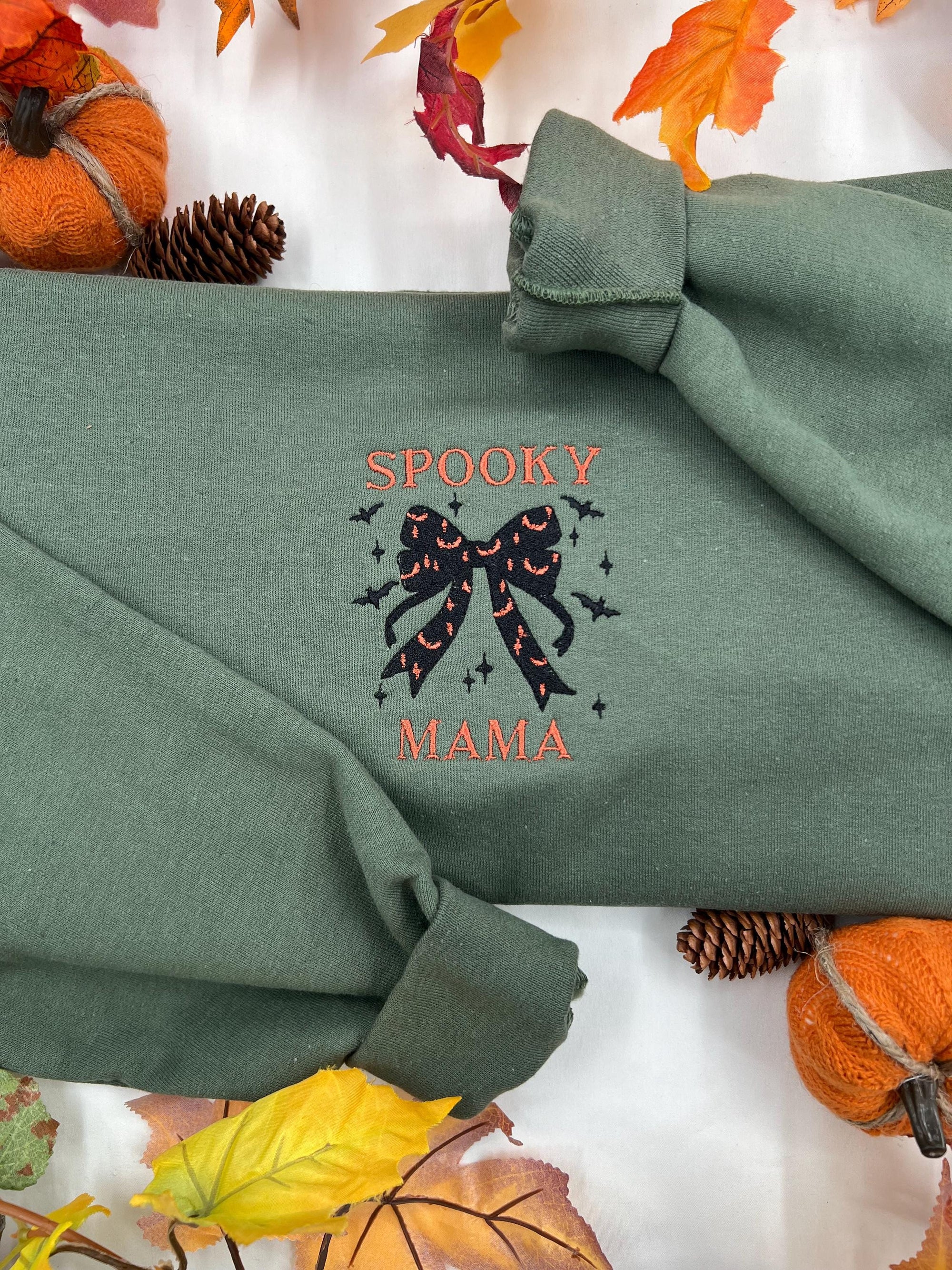 Spooky Mama Embroidered Sweatshirt - Halloween Sweatshirt, Mama Sweatshirt, Embroidered Shirt, Embroidered Crewneck, Halloween Sweater