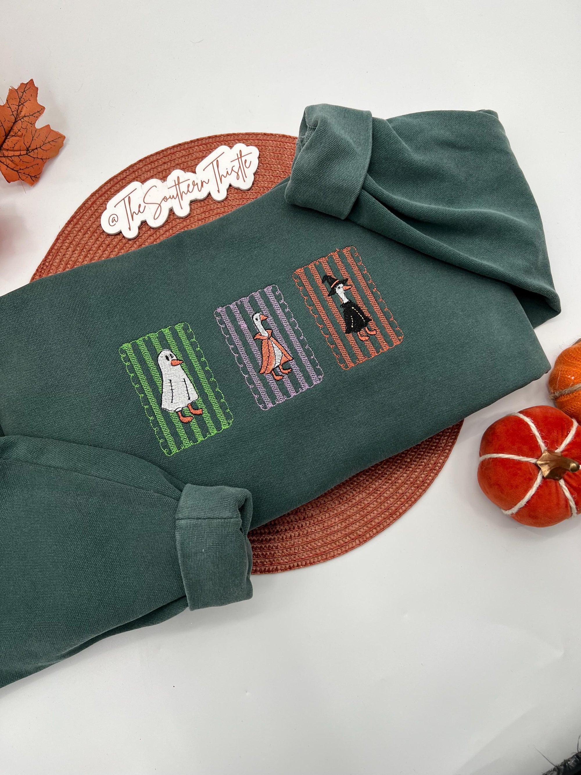 Halloween Goose Embroidered Sweatshirt – Spooky Season Pullover