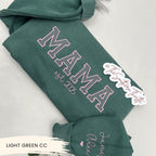 Custom MAMA Est. Year Embroidered Sweatshirt – Personalized Crewneck with Sleeve Name