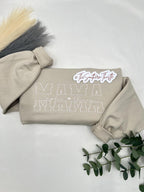Stacked MAMA Embroidered Sweatshirt – Neutral Block Letter Comfort Colors Crewneck