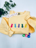Embroidered Colorful Bunny Embroidered Sweatshirt – Cute Easter Crewneck