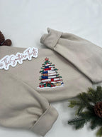 Christmas Book Tree Embroidered Sweatshirt – Cozy Holiday Crewneck