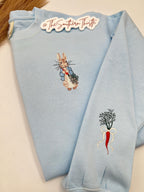 Peter Rabbit and Carrot Embroidered Sweatshirt – Floral Bunny Easter Crewneck
