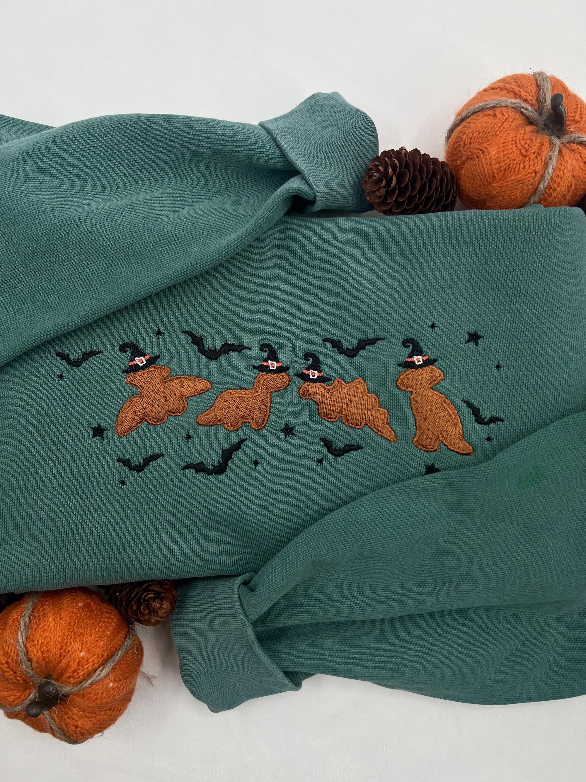 Embroidered Witch Dino Nuggets Sweatshirt – Cute Halloween Pullover