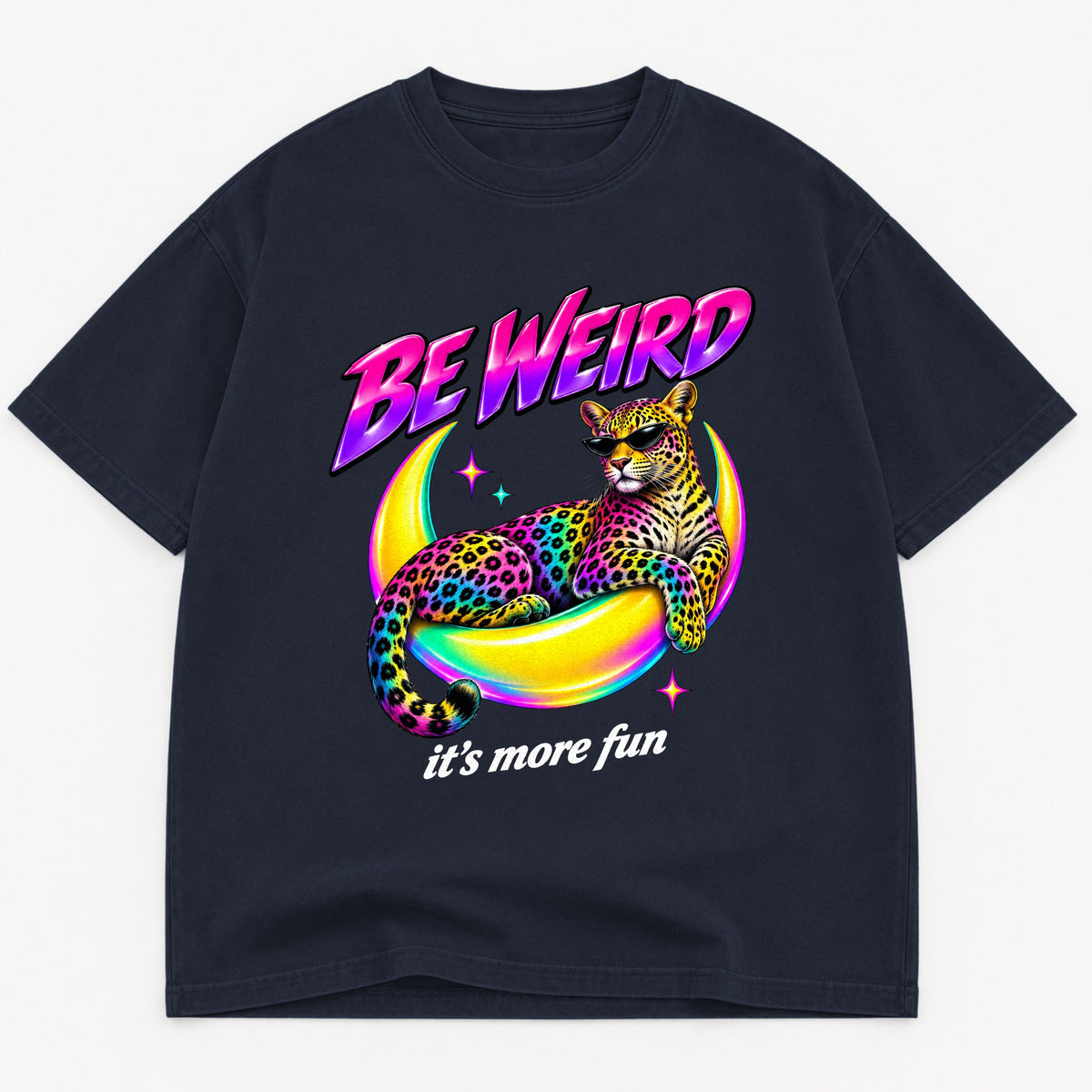 Be Weird It's More Fun graphic tee for women in Black, oversized garment-dyed shirt by The Southern Thistle