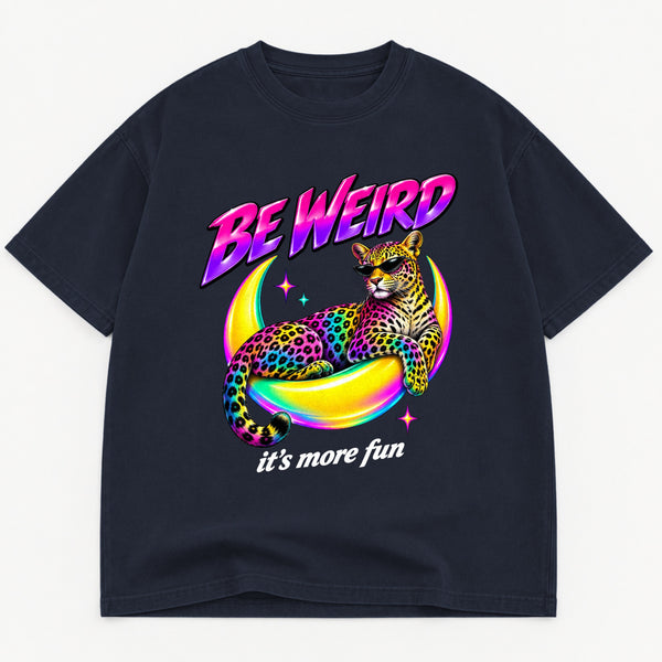 Be Weird It's More Fun graphic tee for women in Black, oversized garment-dyed shirt by The Southern Thistle