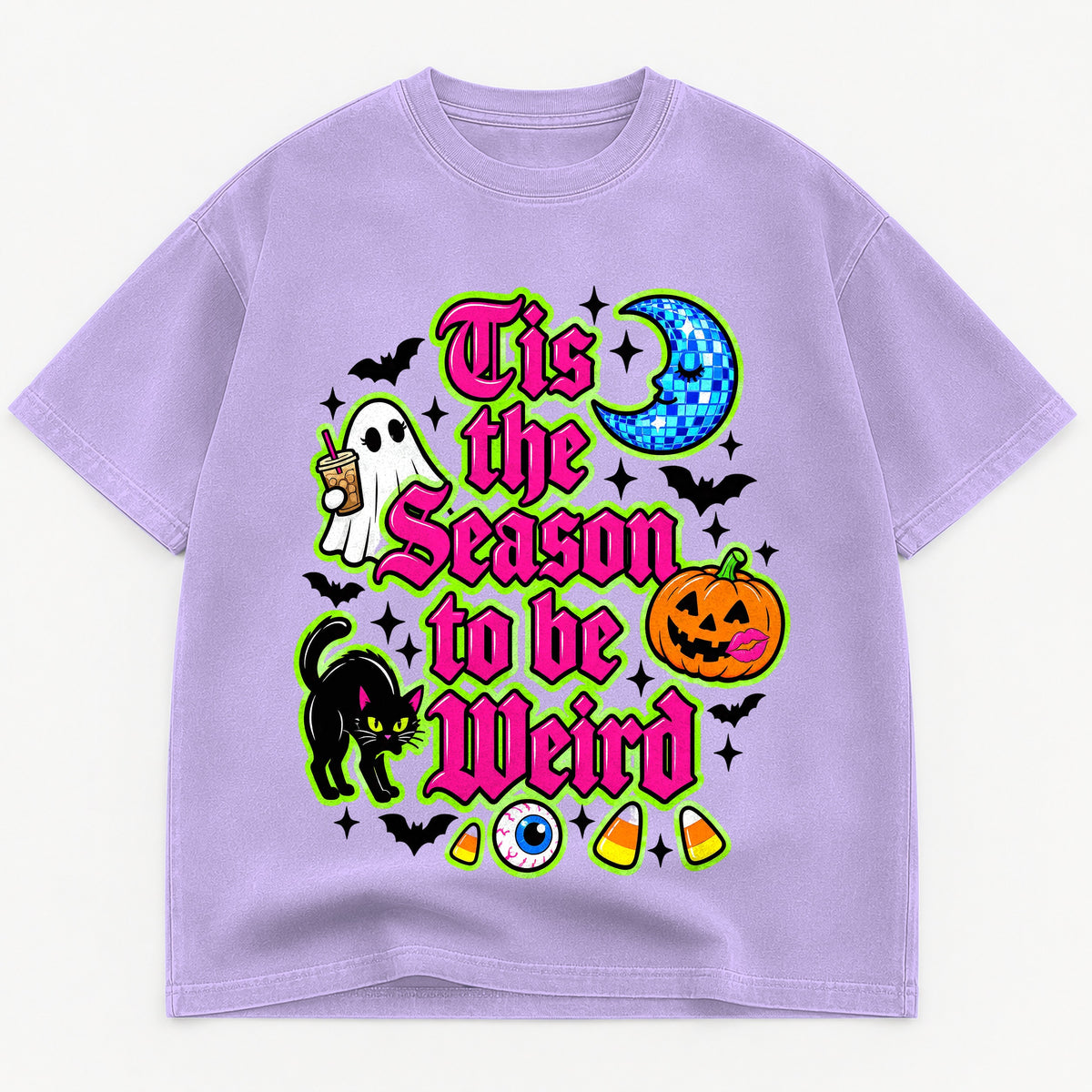 Tis the Season to Be Weird graphic tee for women in Black, oversized garment-dyed shirt by The Southern Thistle