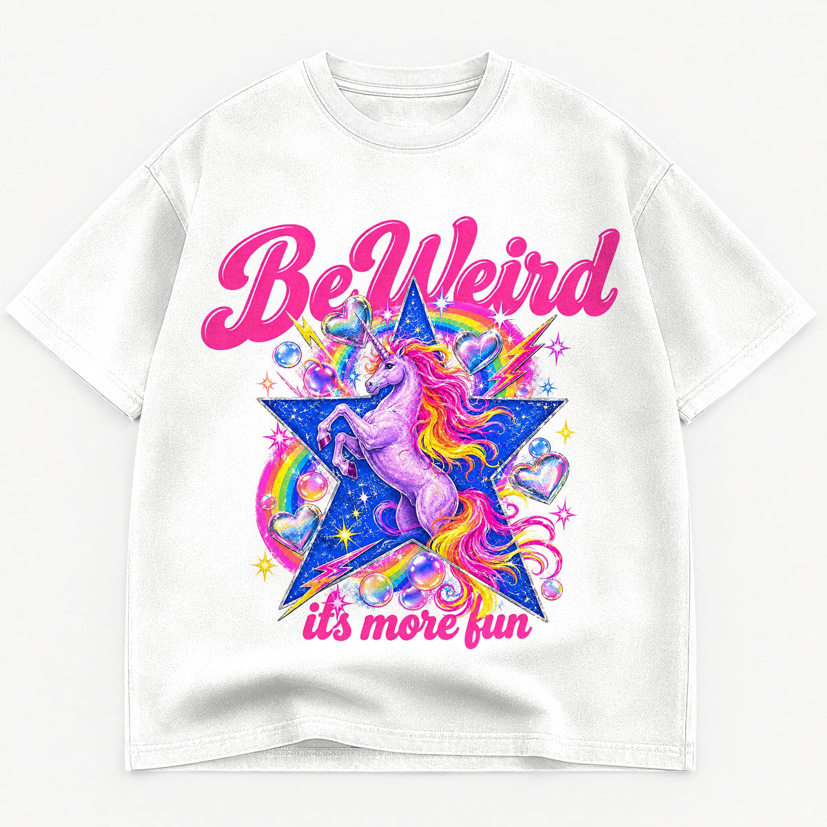 Be Weird It's More Fun graphic tee for women in Black, oversized garment-dyed shirt by The Southern Thistle