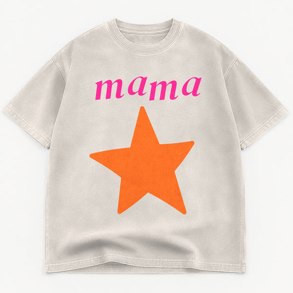 Mama Star graphic tee for women in Midnight Navy, oversized garment-dyed shirt by The Southern Thistle