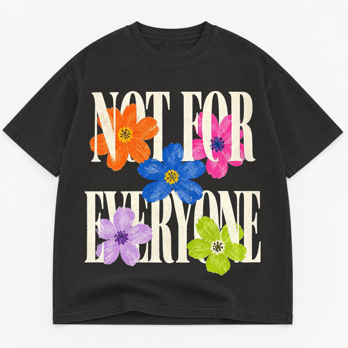 Not For Everyone graphic tee for women in Black, oversized garment-dyed shirt by The Southern Thistle