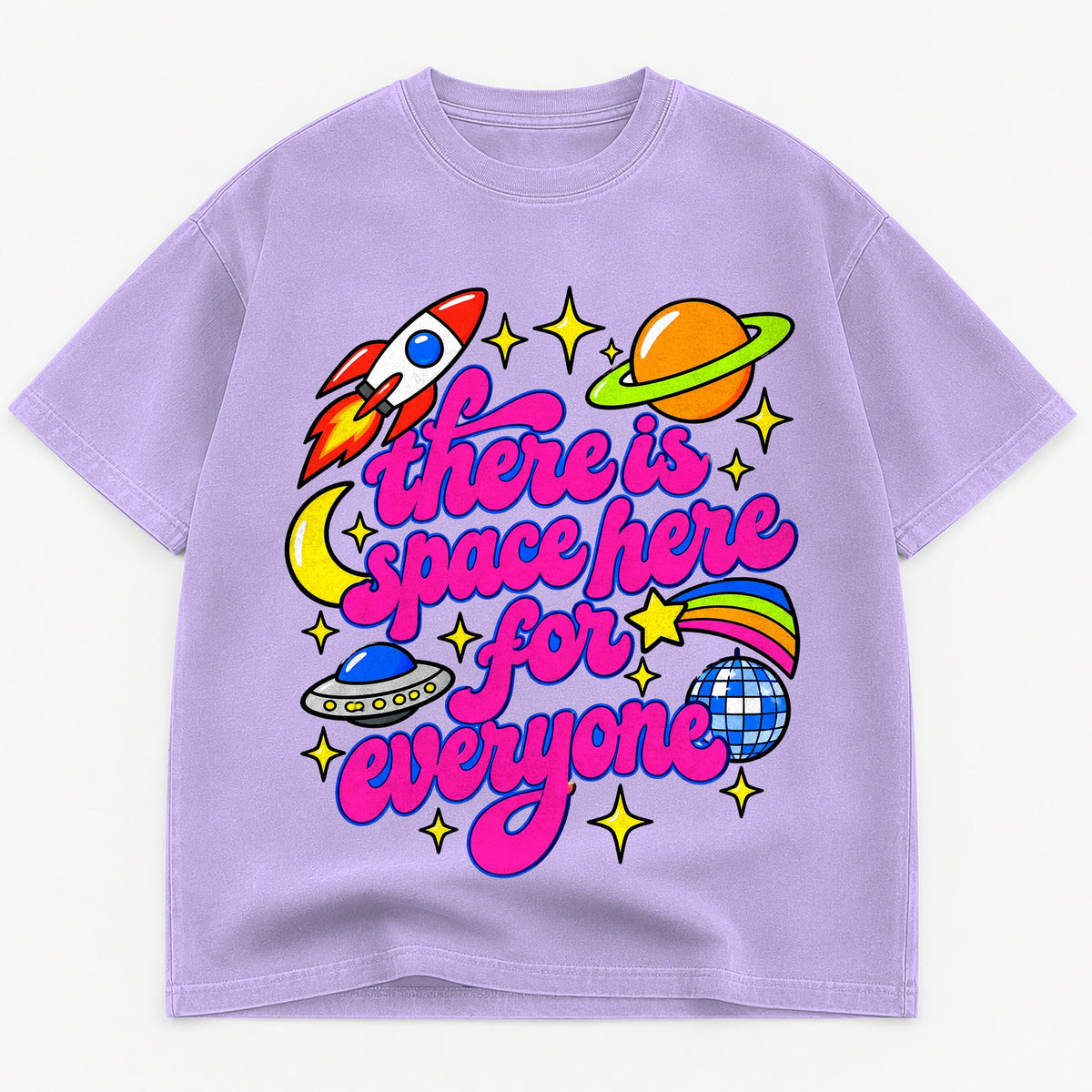 There Is Space Here For Everyone graphic tee for women in Black, oversized garment-dyed shirt by The Southern Thistle