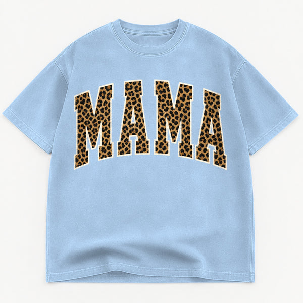 Mama Leopard graphic tee for women in Cream, oversized garment-dyed shirt by The Southern Thistle