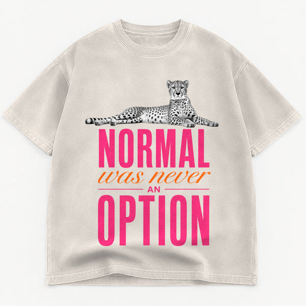 Normal Was Never An Option graphic tee for women in Cream, oversized garment-dyed shirt by The Southern Thistle