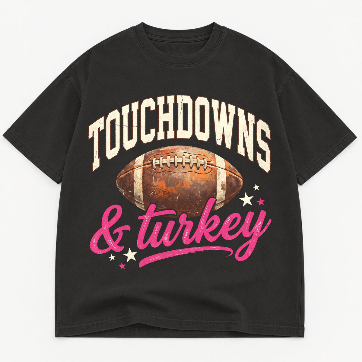 Touchdowns And Turkey Vintage Football Heavyweight Tee