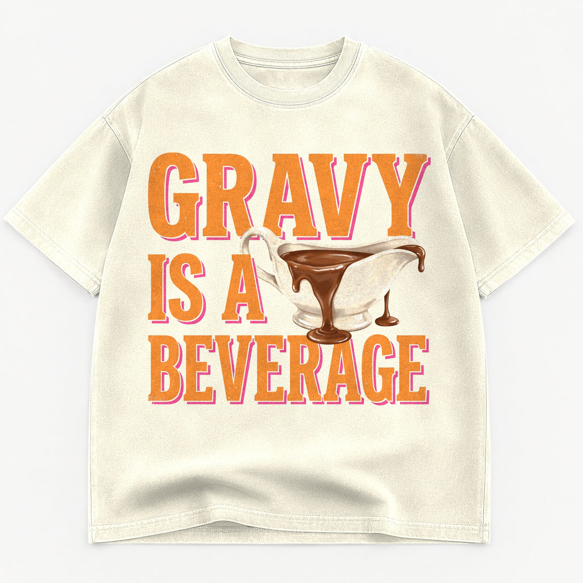 Gravy Is A Beverage Retro Thanksgiving Heavyweight Tee