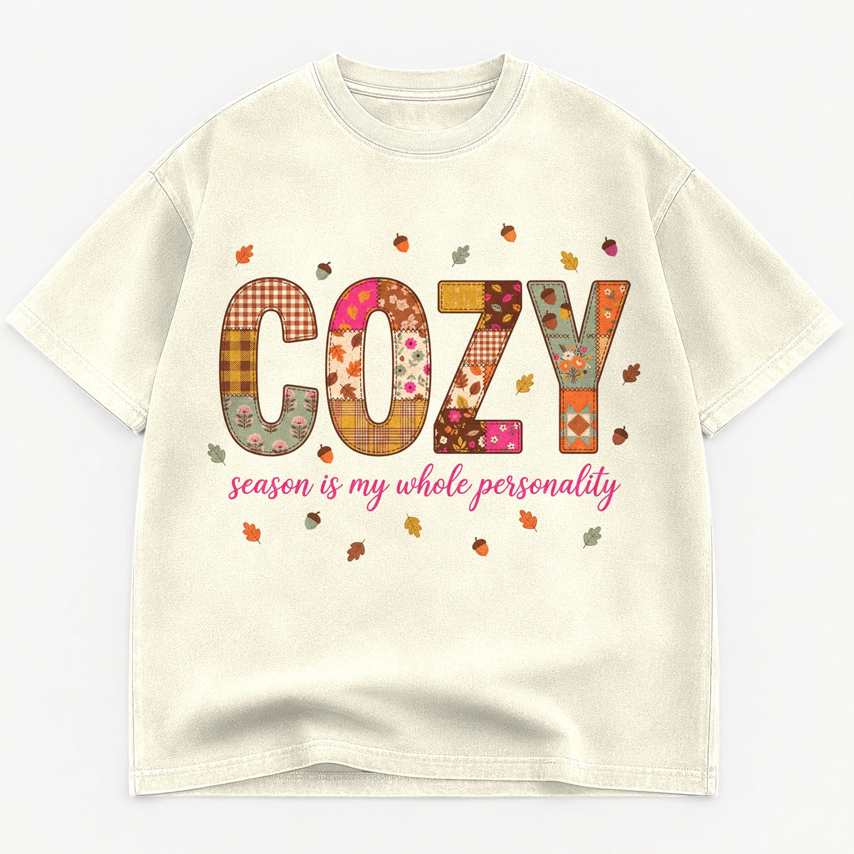 Cozy Season Patchwork Letters Heavyweight Tee