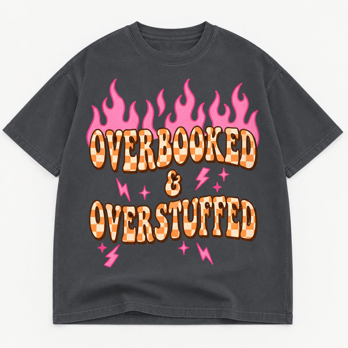 Overbooked And Overstuffed Retro Thanksgiving Heavyweight Tee