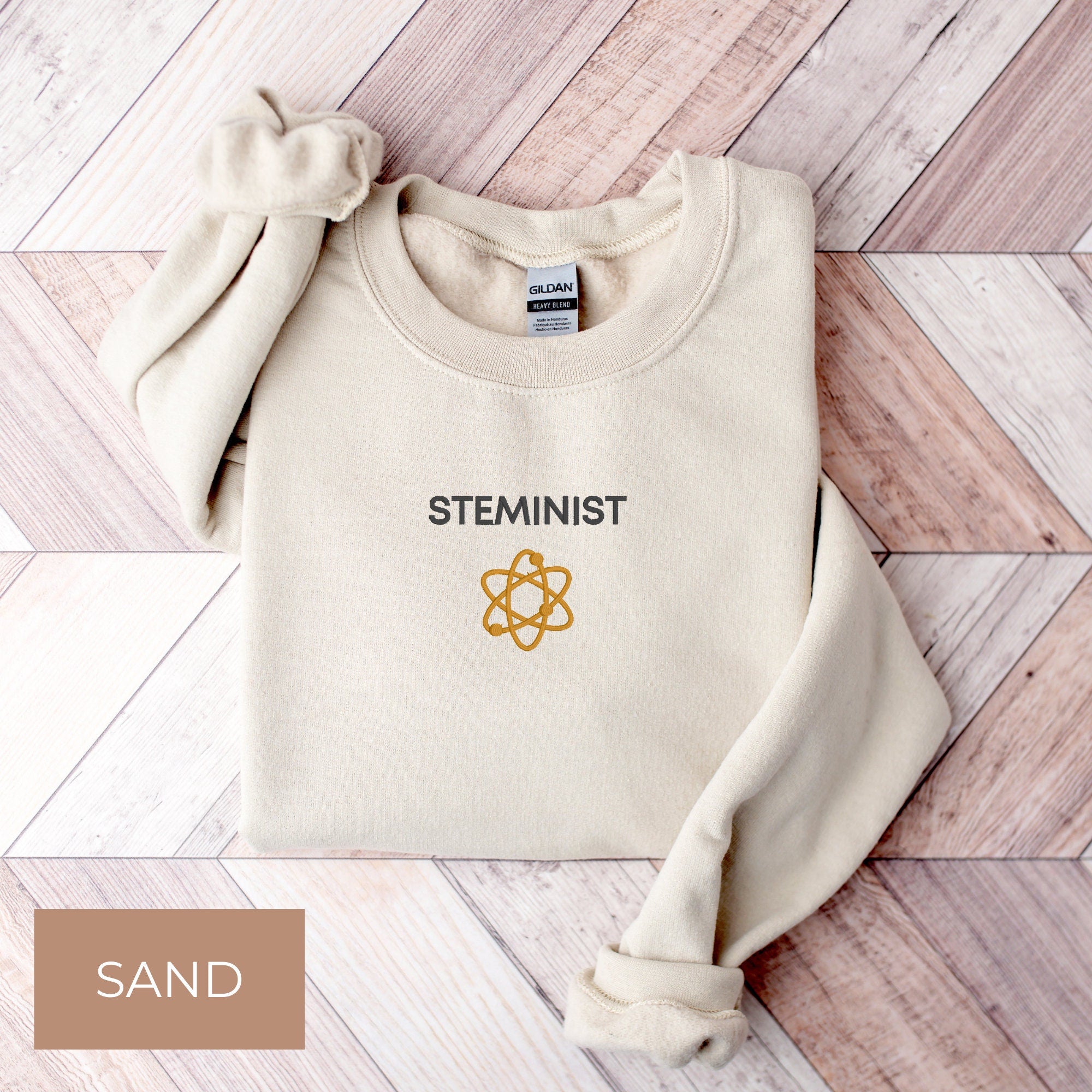 STEMinist Embroidered Sweatshirt – Science & Feminism Empowerment Crewneck