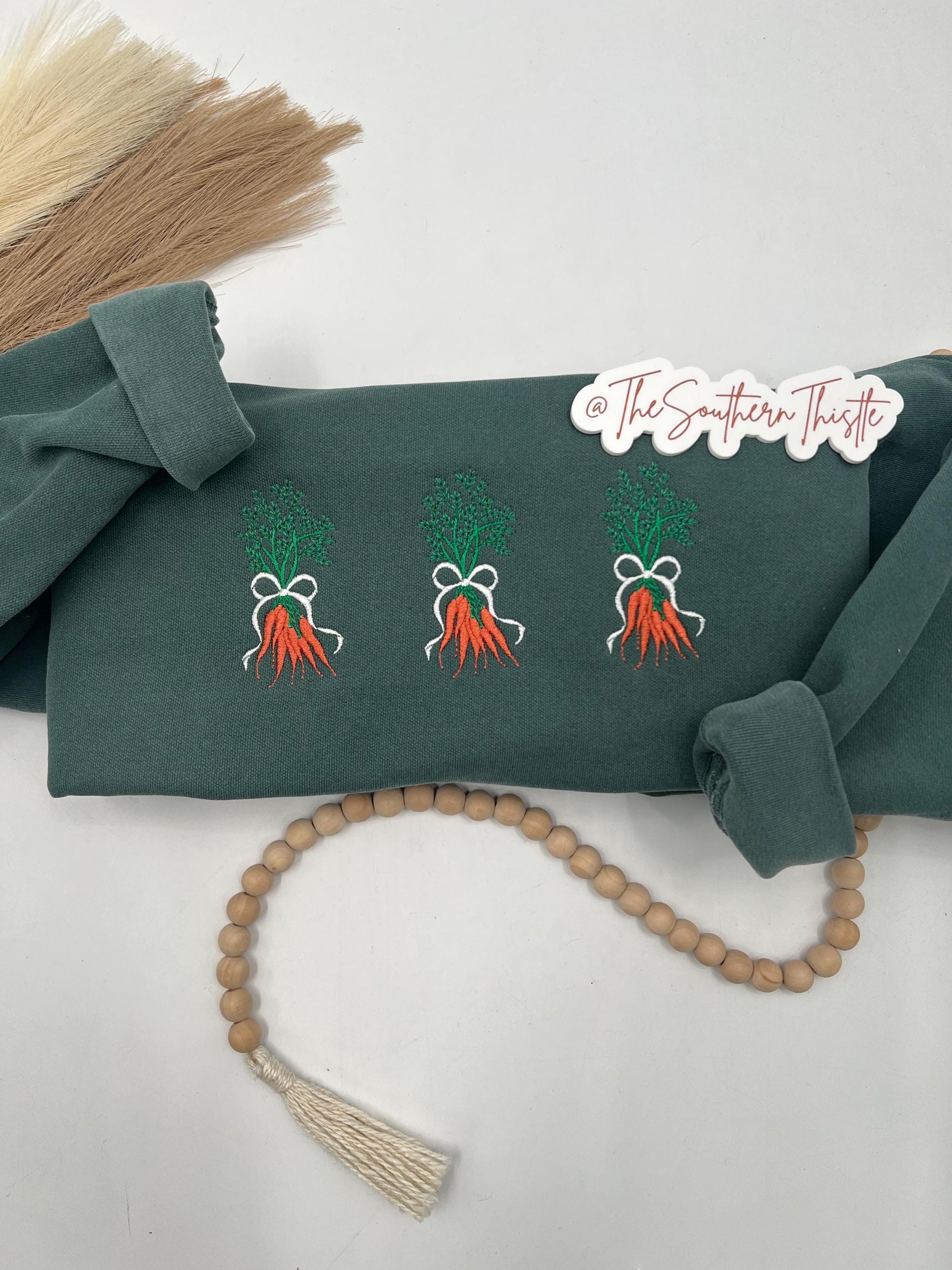 Carrot Sweatshirt, Cute Easter Gift, Spring Rabbit Apparel, Family Sweatshirt, Cute Easter Sweatshirt, Family Gift, Embroidered Apparel