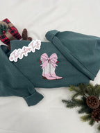 Holiday Boots Embroidered Sweatshirt - Western Christmas - Embroidered Holiday Crewneck - Festive Apparel for Women - Holiday Sweatshirt