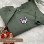 Embroidered Christmas Chickens Sweatshirt, Funny Holiday Sweater, Christmas Holiday Sweatshirt Gift, Cute Chicken Farm Animals Holiday Shirt
