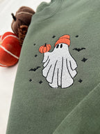 Pumpkin Ghost Embroidered Sweatshirt – Cozy Halloween Pullover