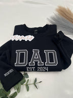 Custom Embroidered Dad Sweatshirt – Varsity Name & Sleeve Detail