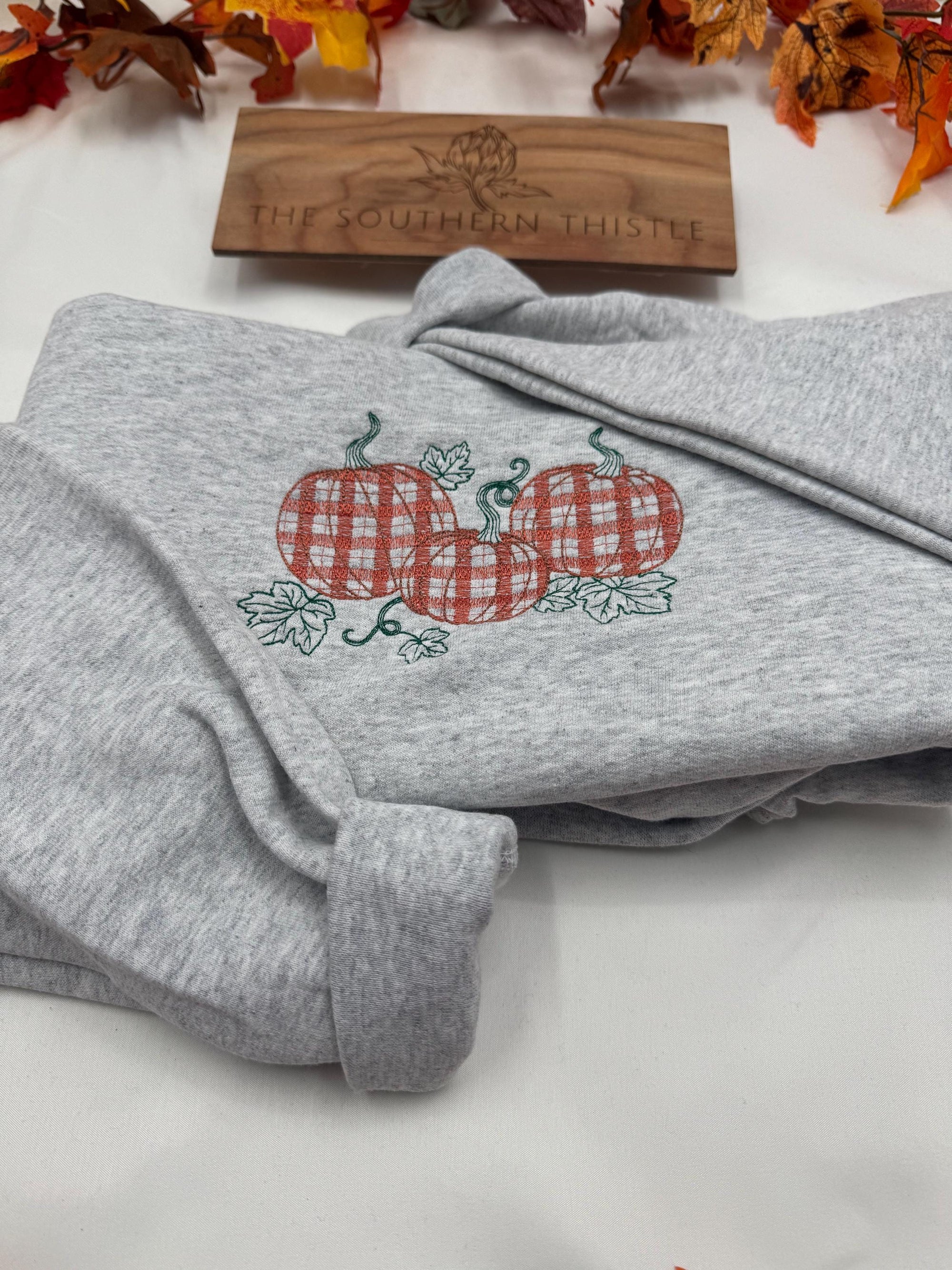 Fall Pumpkins Embroidered Crewneck - Autumn Style Sweatshirt - Pumpkin Patch - Cute Forest Design- Pumpkin Crewneck - Pumpkin Sweatshirt