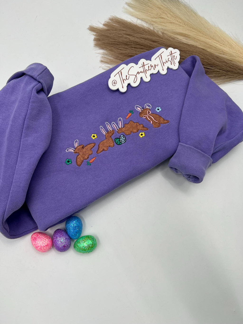 Dino Nugget Bunny Parade Embroidered Sweatshirt – Funny Easter Nugget Crewneck