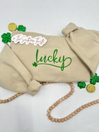 Lucky Script Embroidered Sweatshirt – Simple St. Patrick’s Day Crewneck