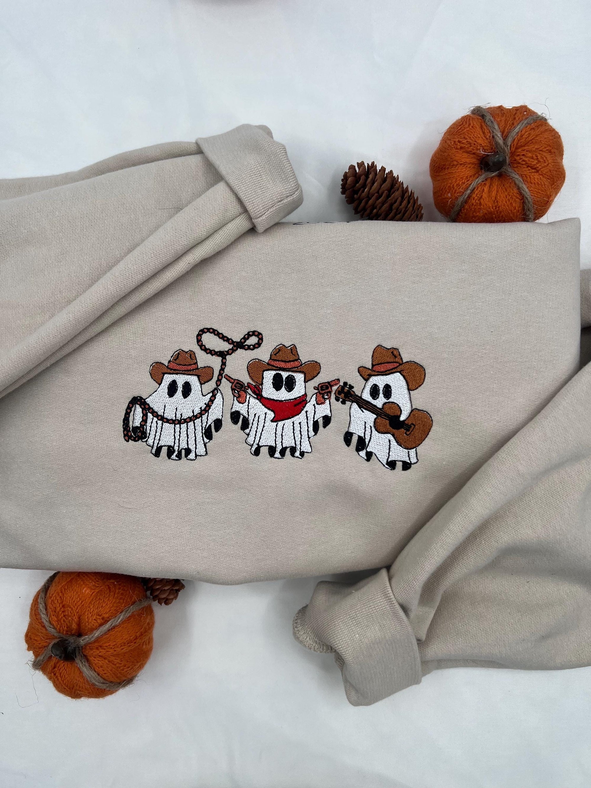 Cowboy Ghosts Embroidered Sweatshirt – Western Halloween Pullover