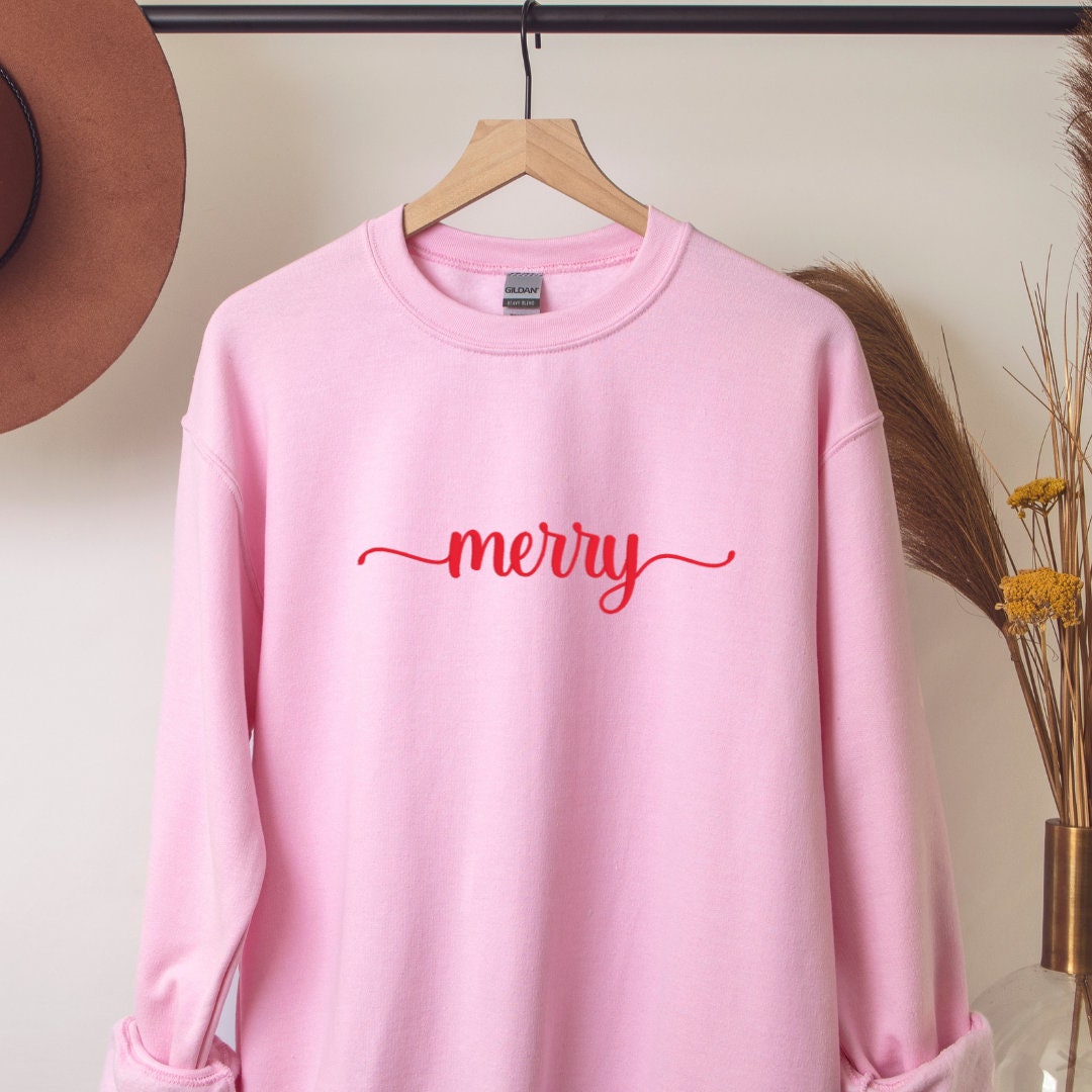 Merry Embroidered Sweatshirt – Festive Christmas Holiday Crewneck