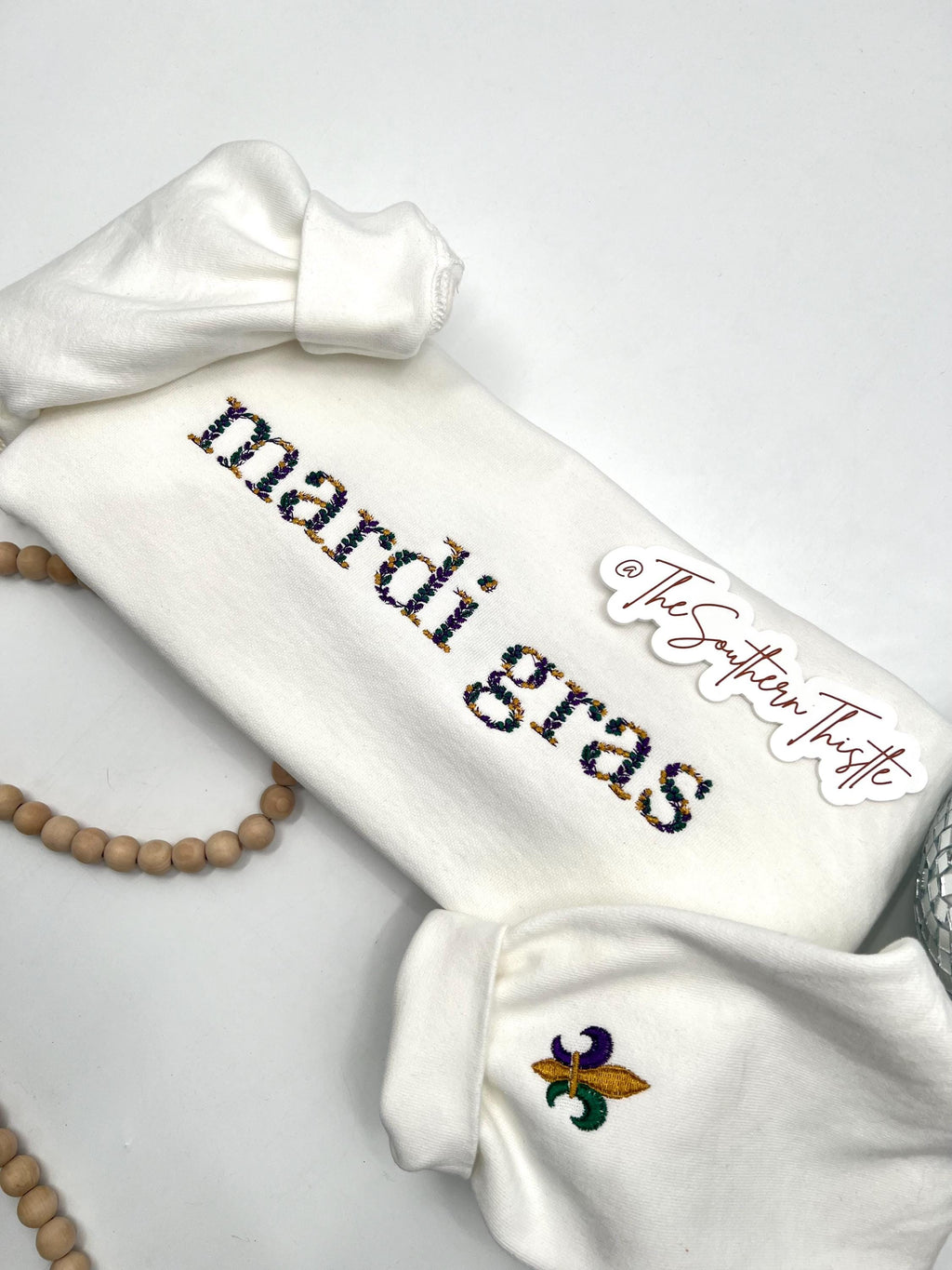 Mardi Gras Floral Embroidered Sweatshirt