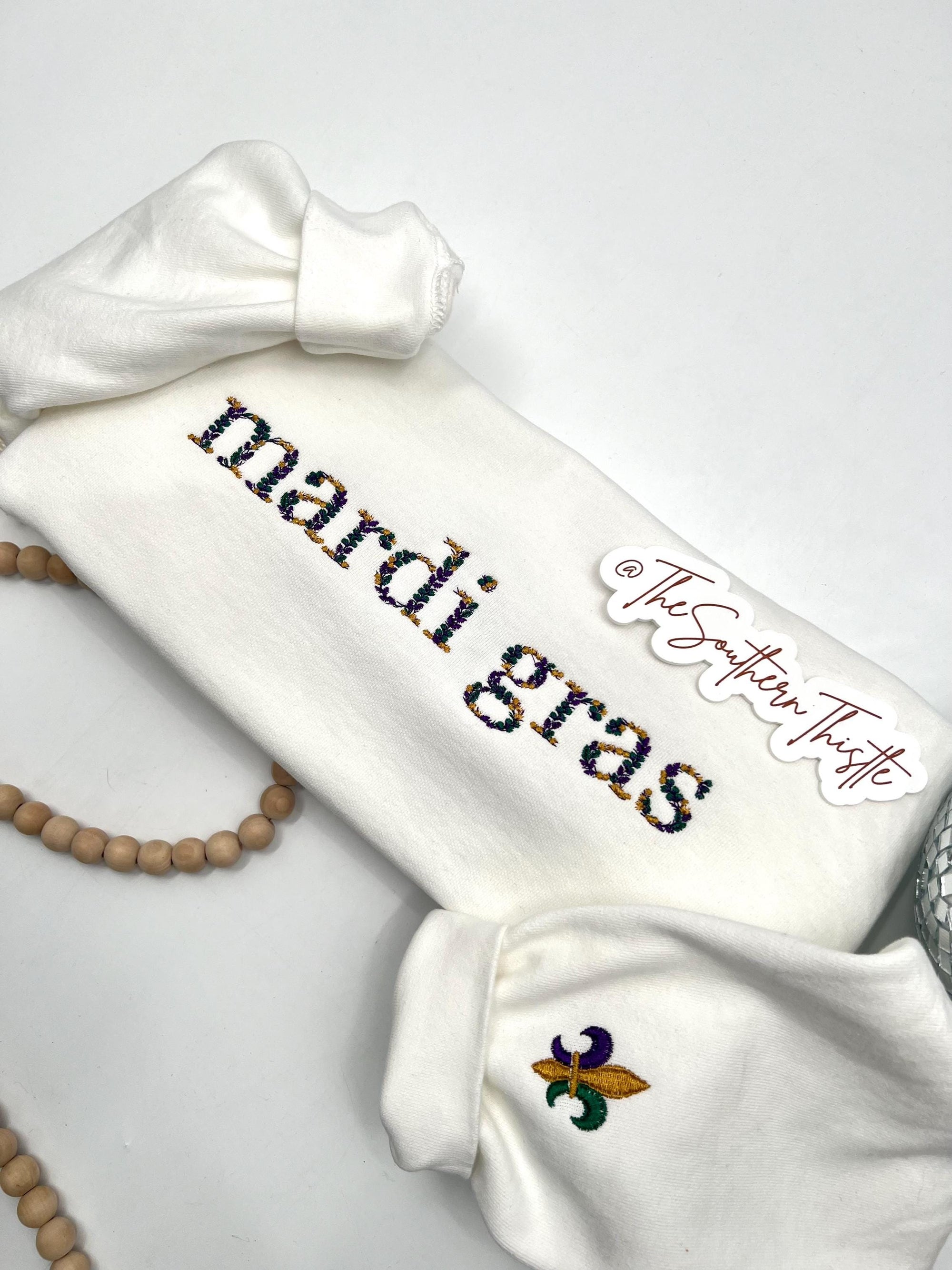 Mardi Gras Floral Embroidered Sweatshirt