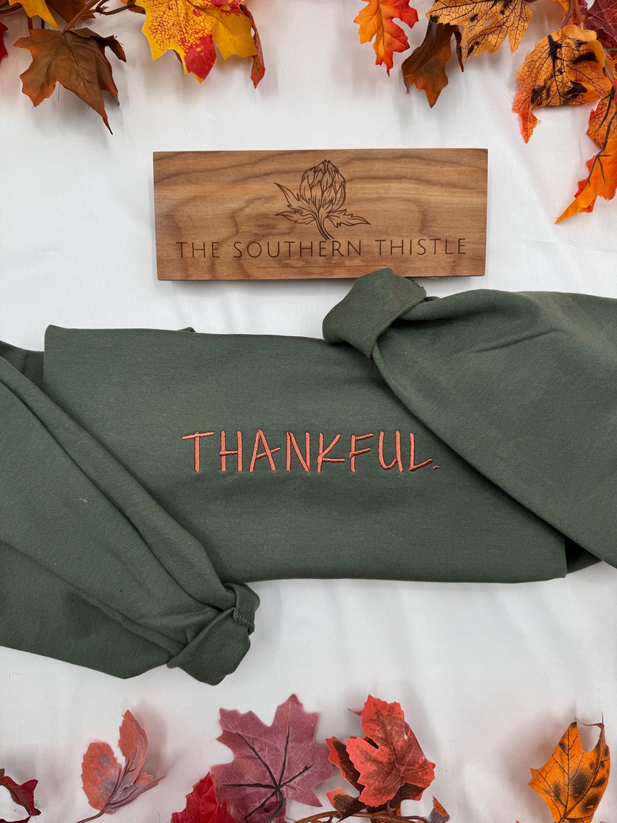 Thankful Embroidered Sweatshirt – Cozy Fall Crewneck