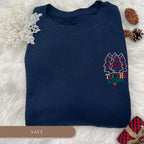Embroidered Christmas Sweatshirt with Festive Cake Design - Cozy Holiday Apparel